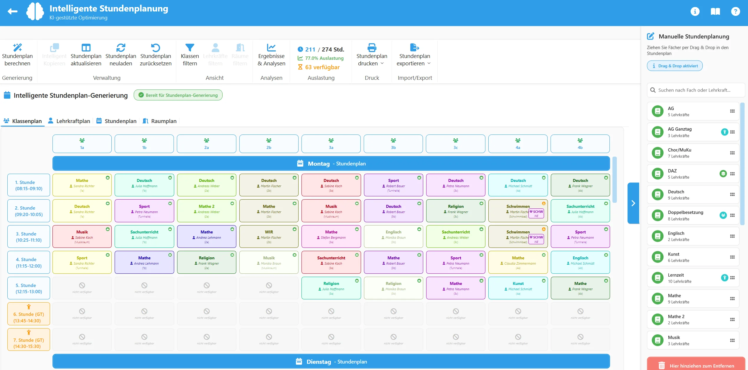 Flixplaner 2.0 Hauptansicht - Revolutionäre Stundenplanung mit KI