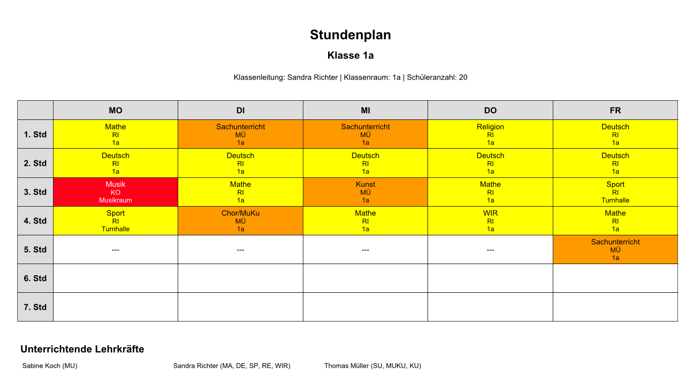 Klassenstundenplan